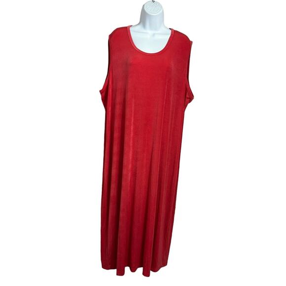 Vintage Carolyn Strauss Collection Coral Maxi Dress Sz 3X Sleeveless Shimmery - Picture 6 of 6